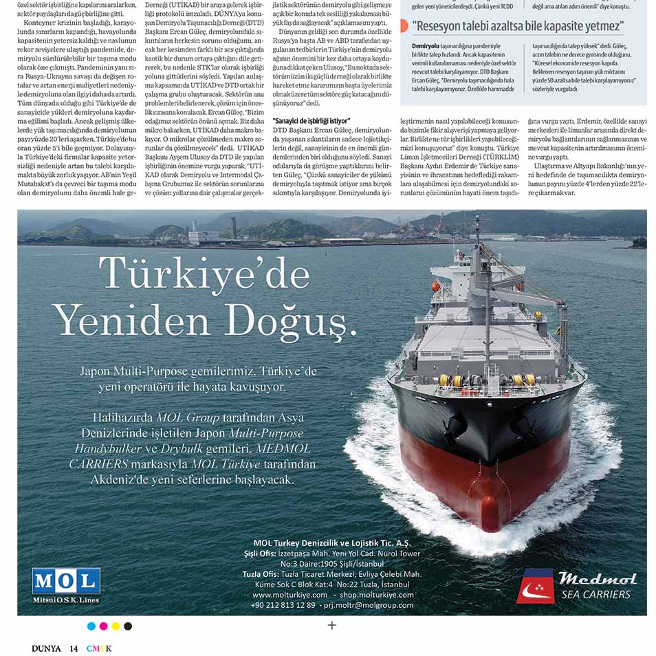 MOL Turkey Dunya Newspaper advertisement